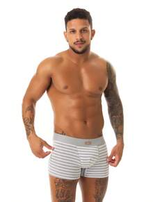 Kit com 5 Cuecas Box Boxer Adulto Masculina Confortável Não Enrola nas Pernas Básico Listrada Cintura Média. - Multicolorido - Visão 10