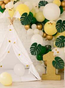 10 pièces - Décorations de fête de feuilles tropicales artificielles, fausses feuilles vertes tropicales pour décorations de fête, thème de fête de la jungle et de la plage, décorations de table de feuilles