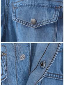 New Casual Denim Long Sleeve Shirt, Spring/Summer - Medium Wash - View 4