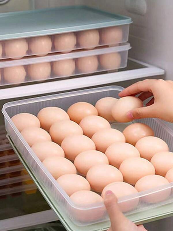 1pc 30-Slot Transparent Egg Storage Box, Plastic Egg Holder Organizer Tray Suitable For Refrigerator