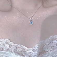 1 Stück Vintage, exquisite, elegante, luxuriöse blaue Anhänger Halskette mit kubischem Zirkonia für Frauen, Alltagsgebrauch, Urlaub, Musikfestival, Jahrestag, Paar, Geschenk für sie