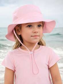 1pc Kids Solid Color Breathable Anti-Side Net Sun Protection Bucket Hat, Lightweight Breathable Beach Hat, Bucket Hat For Daily Wear - A - View 3