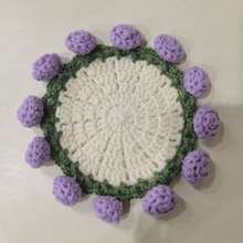 1 件手工玫瑰花杯垫，针织钩针玫瑰花束杯饰，创意礼物，家庭派对花卉装饰，学校用品，返校