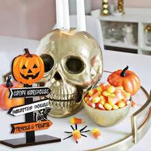 1/2 buah Hiasan Meja Kayu Hantu Halloween Kerajinan Dekorasi Rumah Halloween Hadiah Pesta Halloween - MultiWarna - View 6