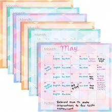 6-Pack Undated Monthly Adhesive Peel And Stick Calendar, Dry Erase Reusable Calendar For Wall, Home Office Schedule Reminders, Memo Notes, 3 Assorted Colors (13.75x12.8 In) - 1 - View 1