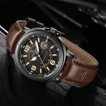 NAVIFORCE Men Quartz Watch High Quality PU Band Calendar Male Wristwatch Auto Date Display Waterproof Watch