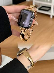 1 Dây đeo đồng hồ dạng vòng tay màu vàng dành cho nữ, thiết kế thanh lịch, phù hợp với 1-10, SE, 38mm 40mm 41mm 42mm 44mm 45mm 49mm - Vàng - Xem 1