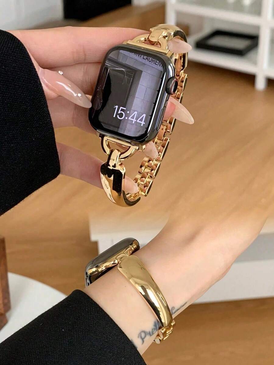 1 Dây đeo đồng hồ dạng vòng tay màu vàng dành cho nữ, thiết kế thanh lịch, phù hợp với 1-10, SE, 38mm 40mm 41mm 42mm 44mm 45mm 49mm - Vàng - Xem 1