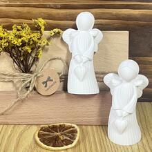 天使抱着心形女孩石膏模具，硅胶模具，用于家居装饰，香薰机 - 白色 - 查看 7