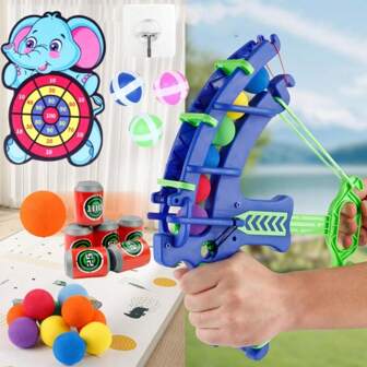 Outdoor Archery Shooting Toy, Interactive Toy For 4-6 Years Old Boys And Girls, Indoor Archery Shooting Toy, EVA Foam Ball Indoor/Outdoor Shooting Game Set, Toy For 5 Years Old Boys And Girls, Indoor/Outdoor Slingshot Throwing Toy, Parent-Child Skill Competition, Sticky Ball Target Sports