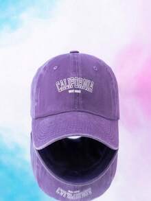 1pc Washed California Graphic Unisex Baseball Cap, Candy Color Fashion Sun Hat, Casual Outdoor Sunscreen Cap For Men And Women - Purple - View 2