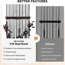 KastKing V15 Vertical Fishing Rod Holder – Wall Mounted Fishing Rod Rack, Store 15 Rods Or Fishing Rod Combos In 17.25 Inches, Great Fishing Pole Holder And Rack - A: Black_Orange: 1 Pack (store 15 Rods) - View 6
