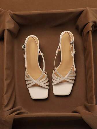 1 Pair Women's Elegant Asymmetric/Asymmetrical Buckle PU Leather High Heel Shoes, Suitable For Party, Wedding, Summer Banquet