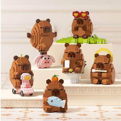1 Cute Capybara Adult 14+ Building Blocks, 400+ szt., prezent urodzinowy, DIY Animal Series Building Blocks, dekoracja biurka, ulga w nacisku, ulga w stresie, dekoracja kolekcji domowej, lalka montażowa, ozdoba biurka, prezent świąteczny, prezent na dzień ojca, prezent ślubny, dekoracja ślubna, prezent na ukończenie szkoły