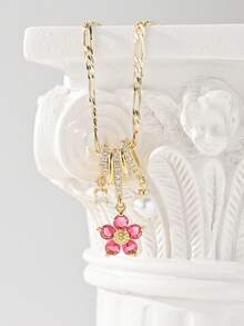 1 Bộ 2 dây chuyền mặt ngọc trai hình ngôi sao và hoa 5 chiếc, dây chuyền choker tinh tế và cá nhân hóa, phù hợp cho phụ nữ, phù hợp cho mùa hè, bãi biển, lễ Phục sinh, làm quà tặng hoặc tự đeo - Vàng - Xem 2