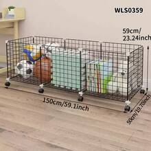 Cesta para ropa sucia, cesta de almacenamiento con ruedas de hierro artístico para uso doméstico interior, para baño o dormitorio, fácil de ensamblar, cesta de almacenamiento móvil - Multicolor - Ver 4