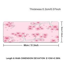 1 pièce Grande tapis de souris de jeu avec un design de fleurs de cerisier roses - base en caoutchouc antidérapante, surface lisse, tapis de bureau lavable pour la maison, le bureau et les études. Cadeau parfait pour Noël et Thanksgiving. Accessoire de bureau de jeu. Texture en tissu lisse, grand tapis de souris