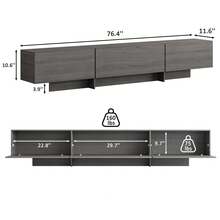 Soporte de TV moderno de 76,4'' para 55/65/75 pulgadas, consola de TV larga con gabinete, centro de entretenimiento moderno con almacenamiento, consola multimedia, mesa para televisor para sala de estar, dormitorio - Gris - Ver 3