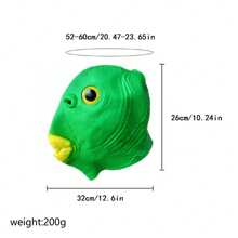 1 pieza Máscara de fiesta de cabeza de pez divertida, accesorio decorativo de cabeza, cubierta de cabeza de animal, máscara de cabeza de pez divertida, máscara de cabeza de pez verde, máscara de Halloween divertida para fiesta, decoraciones y suministros para fiestas