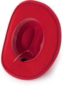 Classic Western Felt Cowboy Hat With Wide Brim For Outdoor Use - 1 Pack Style 2: Bright Red - View 7