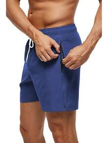 Shorts de baño para hombres de secado rápido con bolsillos con cremallera y forro de malla - Marina 02 - Ver 5
