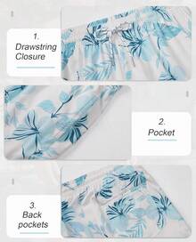 Mens Swim Trunks With Compression Lined Short Bathing Suits For Men 5 Inch Inseam Liner Men's Swimming Trunk - White Flower - View 4
