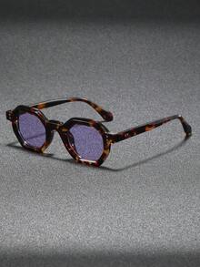 1 件男士多边形复古个性化百搭街头风格时尚眼镜，适合海滩、派对、骑自行车返校时尚学院风 - 彩色 - 查看 12