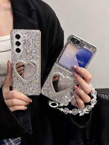 1 件可折叠手机壳，闪亮心形设计，兼容三星 Galaxy Z Fold 6 5G、Galaxy Z Fold5、Galaxy Z Fold4、Galaxy Z Fold7、Galaxy Z Flip 6/5/4/3、Galaxy Z Flip7 智能手机保护套 - 白色 - 查看 12