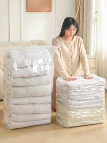 1 件衣服真空收纳袋，真空压缩袋，适用于夹克、衬衫、床上用品、裤子，适用于家庭、宿舍、衣柜、卧室、浴室、旅行，节省高达 80% 的空间 - 白色 - 查看 3