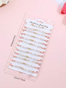 12 Stücke/Set stapelbare Buchstaben, Herz & Perlen Elastische Armband Set, Mehrschichtiges Charm Armband für Bräute, Brautjungfern, Hochzeit, Abschlussball, Party, Geschenk