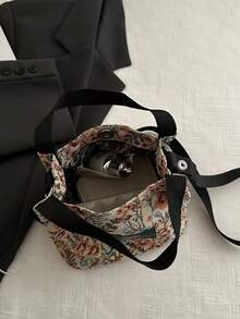 Fashionable New Spliced Colorful Full Body Flower Jacquard Mini Women's Bag, A Simple And Casual Lightweight Bucket Handbag, Suitable For Shopping, Wallets, Shopping, Young Women, College Students, Newcomers, And White-Collar Workers. They Are Very Suitable For Offices, Universities, Work, Business, Commuting, Outdoor Activities, Travel, And Outings - Multicolor - View 9