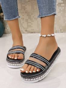 Sandalias de plataforma gruesa con purpurina, zapatos cómodos para mujer - Modelo 2025
