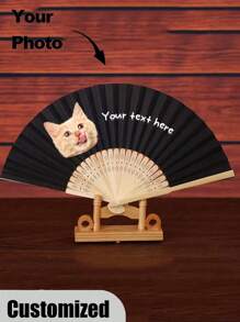 Evantai de nuntă alb personalizat cu fotografie și nume de animal de companie, LOGO, evantai clasic DIY, ornamental de înaltă calitate, personalizat, elegant, rafinat, personalizat, cadouri ideale unice pentru ea, iubit, prietenă, tată, familie, mamă, prieteni