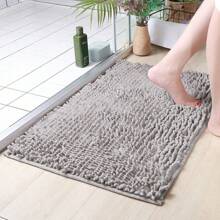 1pc Simple Solid Color Soft Chenille Non-Slip Bathroom Mat, Suitable For Bathroom, Toilet, Bedroom, Kitchen & Other Home Decoration