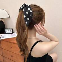 1pc Polka Dot Bow Claw Clip, Tail Hair Clip For High Ponytails Fashion Hair Accessories