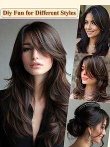 Side Bangs Hair Extensions Clip In Side Bangs Fake Fringe Hairpiece Synthetic High Temperature Black Blonde False Hair Bangs For Women 1pc - Multicolor - View 5