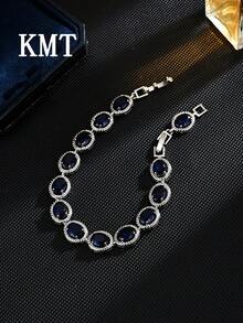 KMT 1 pieza Pulsera ovalada elegante con incrustaciones de cobre y circonita cúbica, estilo de lujo para fiestas y ocasiones - estilo ovalado - Ver 9