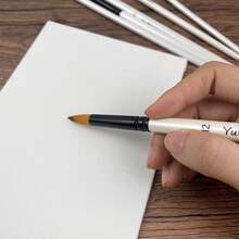 Set di 6 pennelli da artista a forma rotonda con testina angolata, con setole in nylon bianco, adatti per pittura ad acrilico, olio, acquerello su corpo, viso, roccia, tela, per disegno e attività creative, ideali come regalo per Natale, Ognissanti, Ringraziamento