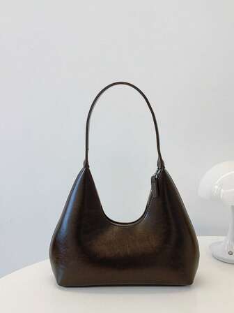 Koreansk elegant handväska i lackläder, halvmåneformad axelväska för kvinnor, mångsidig tygväska lämplig för shopping, plånbok, handväska, ung kvinna, universitetsstudent, kontorsdam. Perfekt för kontor, universitet, arbete, affärer, pendling, utomhusaktiviteter, resor och vandring