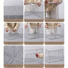 Clear Stackable Plastic Storage Bins With Magnetic Lid, Dustproof Book & Cosmetic Display Cases, Large Figures Collectibles Showcase, Shoe Box, Protection Organizer (Transparent, L-3 Pack)