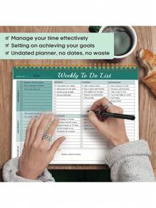 1 pieza Calendario semanal A4, Lista de tareas de fin de semana, Cuaderno planificador diario y semanal, Libreta de lista de tareas pendientes, Adecuado para trabajo y estudio, 52 páginas, Útiles escolares de vuelta al cole