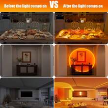 QUIGO Sunset Lamp Projector LED Lights APP Remote Control Home Aesthetic Room Decor Night Light RGB Living Room Bedroom End Table Christmas House Warming Gifts - Sunset Light H7015 - View 7