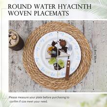 Woven Placemats Set Of 10,12" Round Rattan Placemats,Natural Hand-Woven Water Hyacinth Placemats,Farmhouse Weave Place Mats,Rustic Braided Wicker Table Mats For Dining Table,Home,Wedding. - 12inch Set Of 10 - View 11