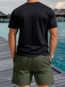 1pcs Coffee Retro Men's Tshirt Coffee Cultist Worship Theme 100% Pure Cotton Brew Time Fun Casual Wear, Perfect For Coffee Lovers And Barista's Daily Life Style - 黑色 - 查看 3