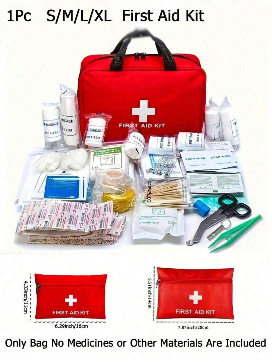 Portable First Aid Kit, Suitable For Home, Outdoor Emergencies, Camping And Hiking Survival, Medical Emergency Kits Organizer Outdoor Household Medicine Pill Storage Bag, No Medicines Or Other Materials Are Included