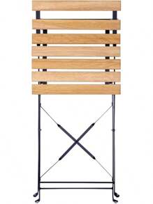 Set con 3 muebles de mesa y 2 sillas, para jardín, exterior, plegable, de metal y madera, para terraza en estilo retro, estructura de acero, tipo bistró, patas antideslizantes, para balcones y terrazas pequeños