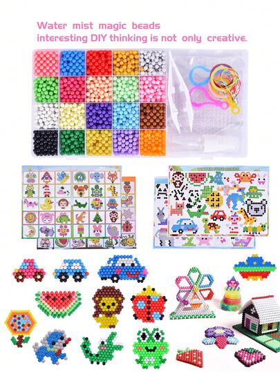 3050pcs 5mm Water Soluble Beads Set, Children's Educational Toy, Fun Creative Art Craft Beads Set, No-Iron Water Soluble Beads, DIY Starter Kit, Magic Water Bead Puzzle Art Making, 20 Colors, Includes Patterns, Clips, Spray Bottle, Accessories, And Random Color Sensory Water Beads, Suitable For Children Christmas & Birthday Gifts