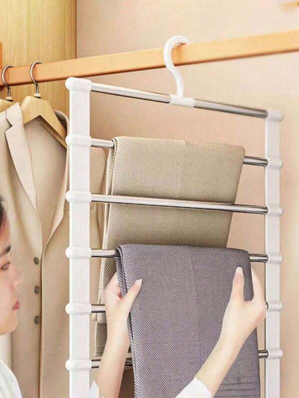 1pc Multifunctional Pants Hanger, Cloud-Shaped Folding Multilayer Storage Pants Rack, Home Pants Clips, Wardrobe Space-Saving Pants Holder