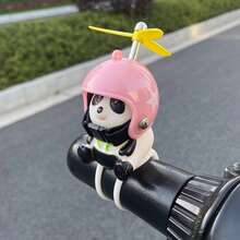 1pc Cute Panda With Helmet Creative Personalized Motorcycle Decoration, Elastic Band Suitable For Most Motorcycles And Bikes - one-size - View 8