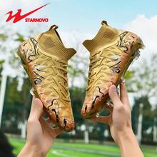 STARNOVO Dual Star 足球钉鞋，男女通用户外运动钉鞋，适用于足球/棒球，人造草坪和天然草坪，防滑，舒适，皮革，多种颜色可选，高帮专业足球/青少年世界杯足球鞋，最低价格